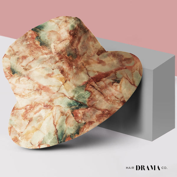 Kids Marbled Satin Bucket Hat - Gingerbread Brown