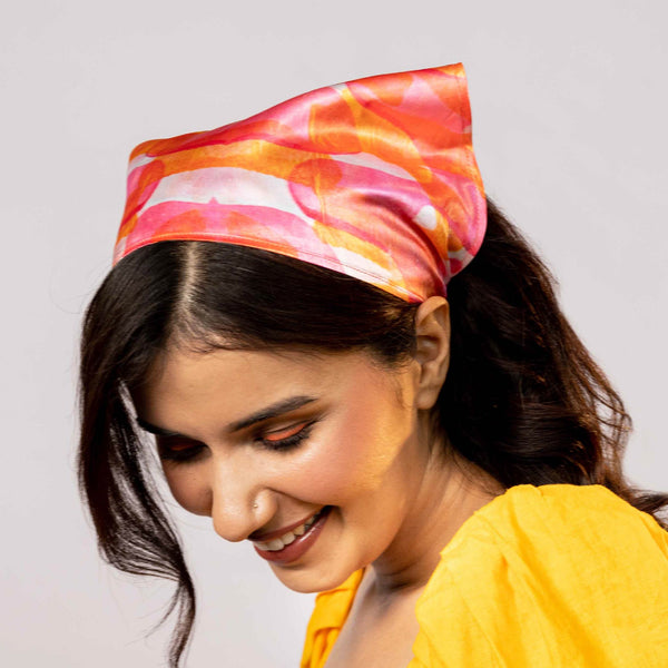 Pretty in Pink Abstract Headscarf Headband with Elastic