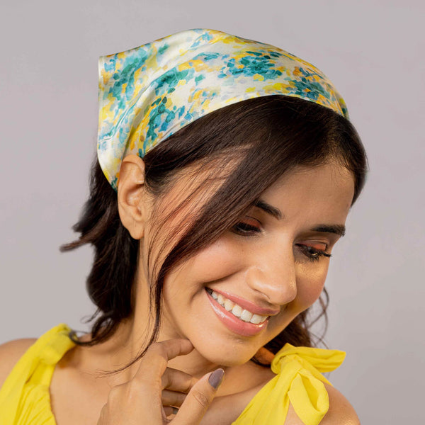 Summer Breeze Headscarf Headband with Elastic - Yellow & Green