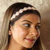 Lilac and Off White Gold Plated Hair Band with White Pearls