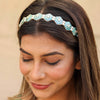 Emerald Gold Plated Hair Band with White Pearls