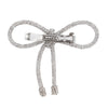 Crystal Hair Bow Barrette Clip - Silver