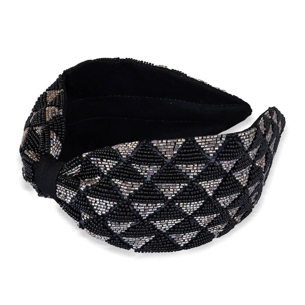 Selene Knotted Hair Band - Black & Silver