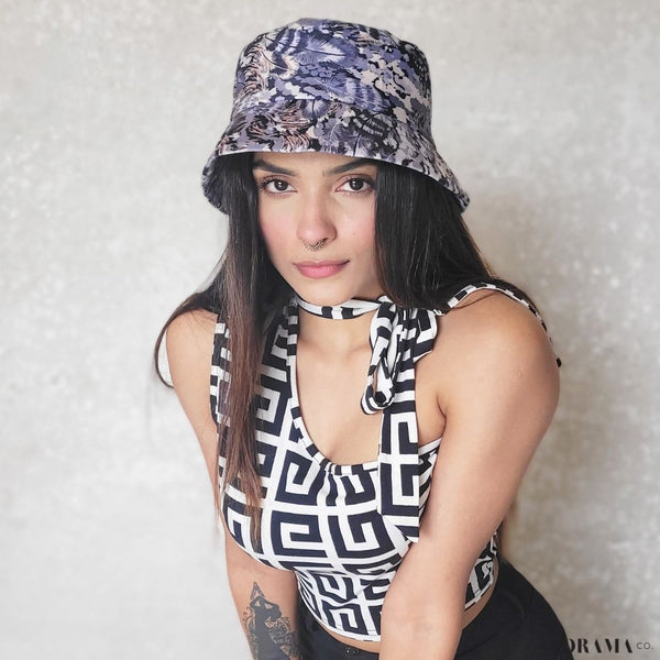 Tropical Velvet Print Bucket Hat