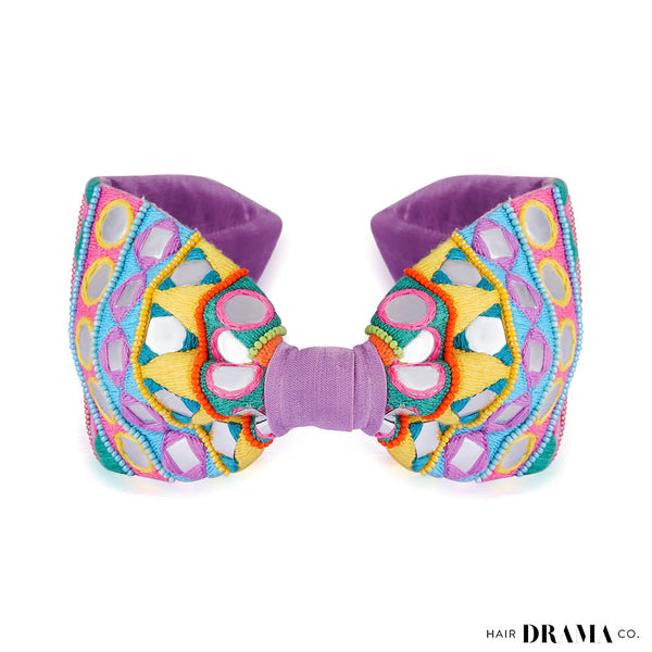 Mirrorwork Knotted Headband - Purple