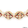 Red and Green Gold Plated Hair Band with White Pearls