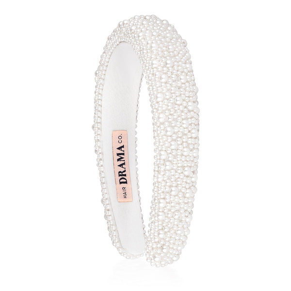 Pearl Puff Hair Band - White