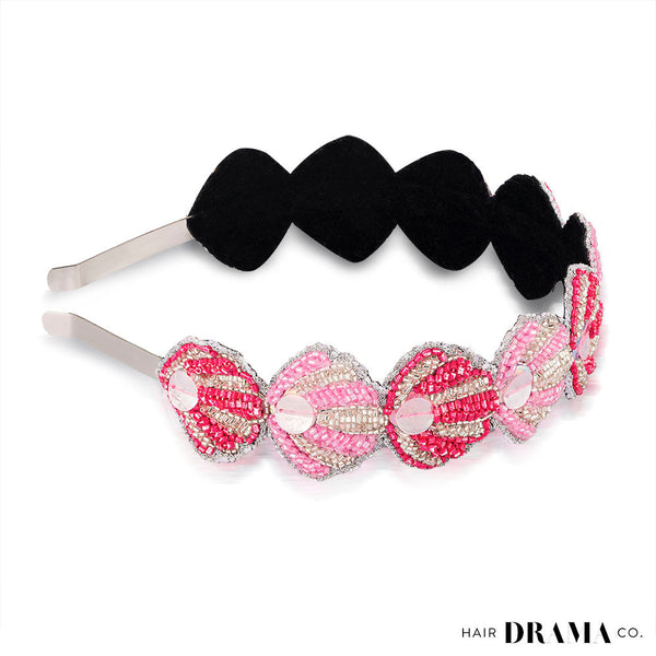 Crystal Shell Hair Band for Women - Shades Of Pink