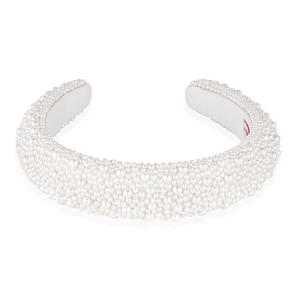 Pearl Puff Hair Band - White