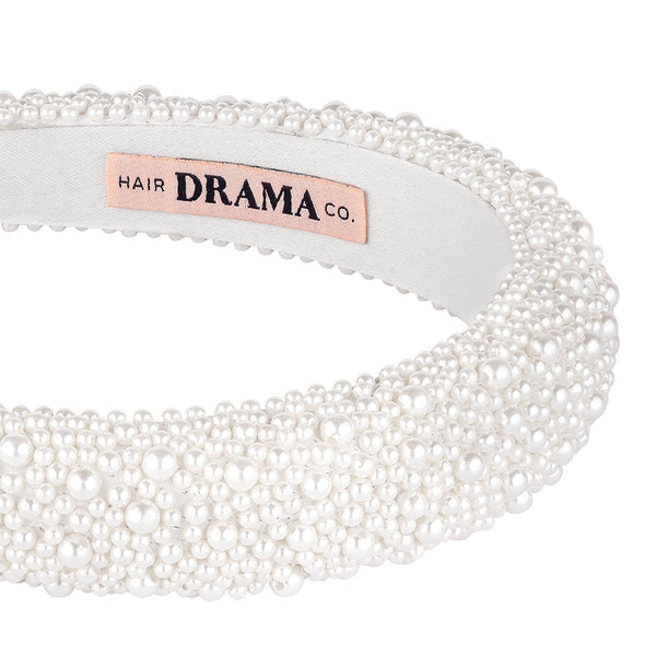 Pearl Puff Hair Band - White