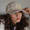 HDC x Emily in Paris Beige Tweed Baseball Cap with Pearl Chain