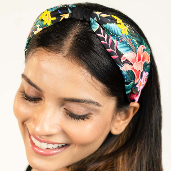 Tropical Knotted Headband - Black