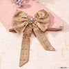 Crystal Hair Bow Alligator Clip - Golden Beige