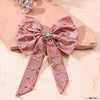 Crystal Hair Bow Alligator Clip - Pink