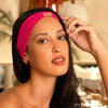 Dark Pink Textured Hair Band with Amor Metal Broach