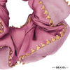 Large Dual color Silk Satin Scrunchy with Gota Patti - Lilac