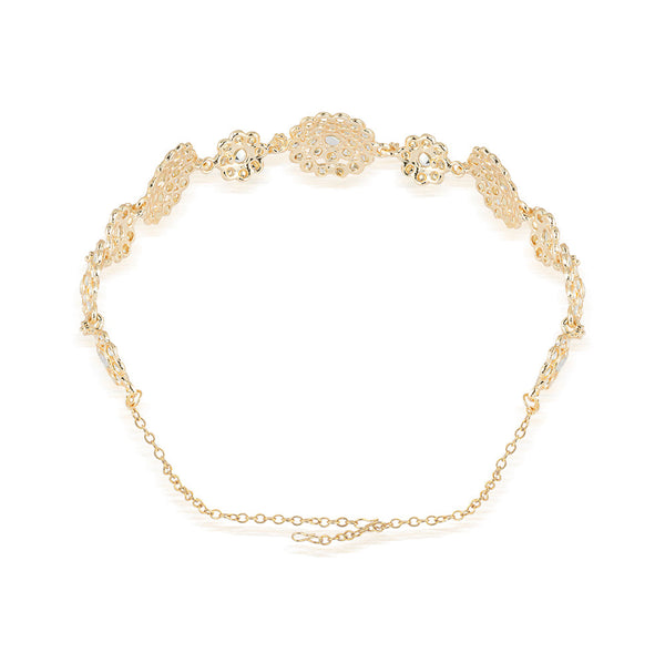 Gold Plated Hair Band with White Polki