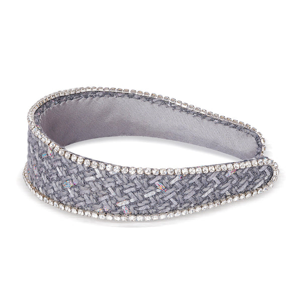HDC x Emily in Paris Grey Tweed Crystal Flat Hair Band