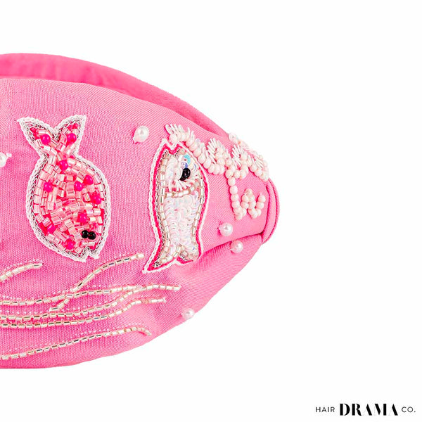 Nemo Knotted Embellished Hair Band for Women - Candy Pink
