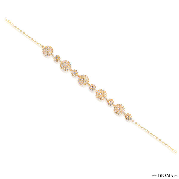 Gold Plated Hair Band with White Polki