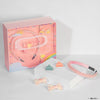 HDC 5 pieces Hair Accessories Gift Set with 1 Crystal Beaded Hair Band, 2 Bow Hair Ties & 2 Mini Clamps - Pink