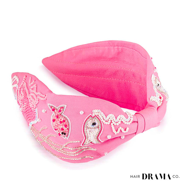 Nemo Knotted Embellished Hair Band for Women - Candy Pink