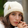 HDC x Emily in Paris Metallic White Real Wool Beanie with Original Fur Pom-pom & Eiffel Tower Applique