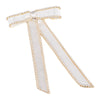 Satin Ribbon Pearl Hair Bow - Off-White
