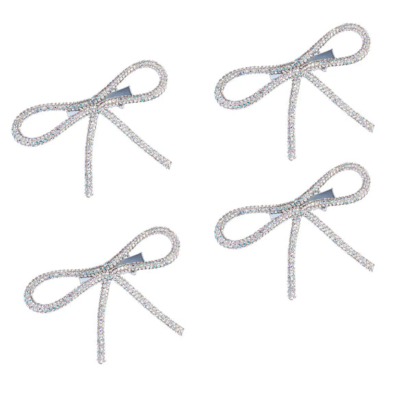 Holographic Crystal Hair Bows Alligator Clip - Set of 4