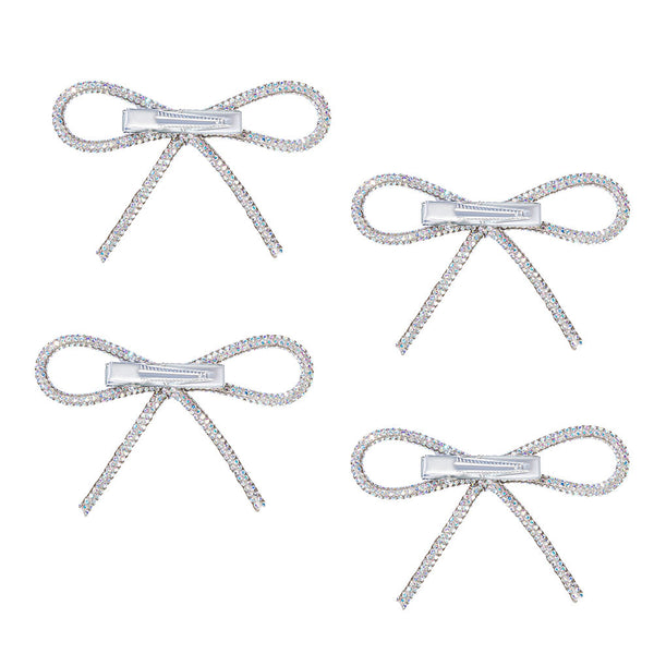 Holographic Crystal Hair Bows Alligator Clip - Set of 4