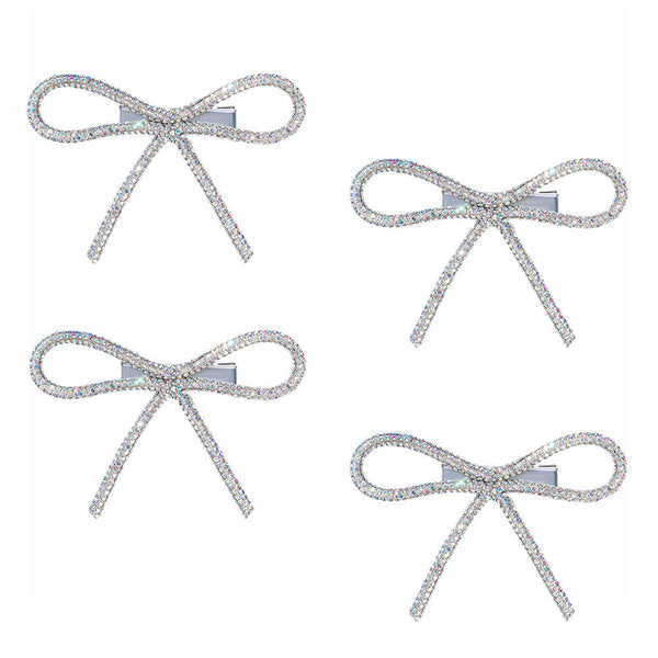 Holographic Crystal Hair Bows Alligator Clip - Set of 4
