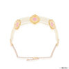 Gold Plated Hair Band with White Polki, Pearls and Enamel in Pink