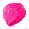 Hot Pink Cutwork Turban with Shell Metal Broach