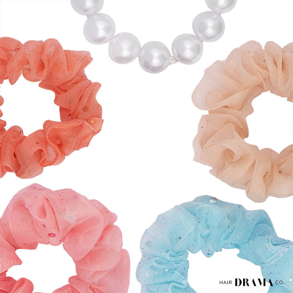 Luxury Scrunchies Set of 5 with free pouch - Unicorn Gift Set