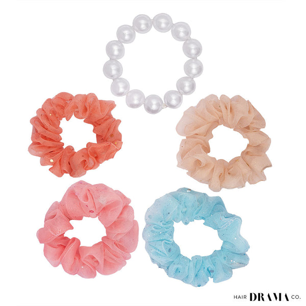 Luxury Scrunchies Set of 5 with free pouch - Unicorn Gift Set