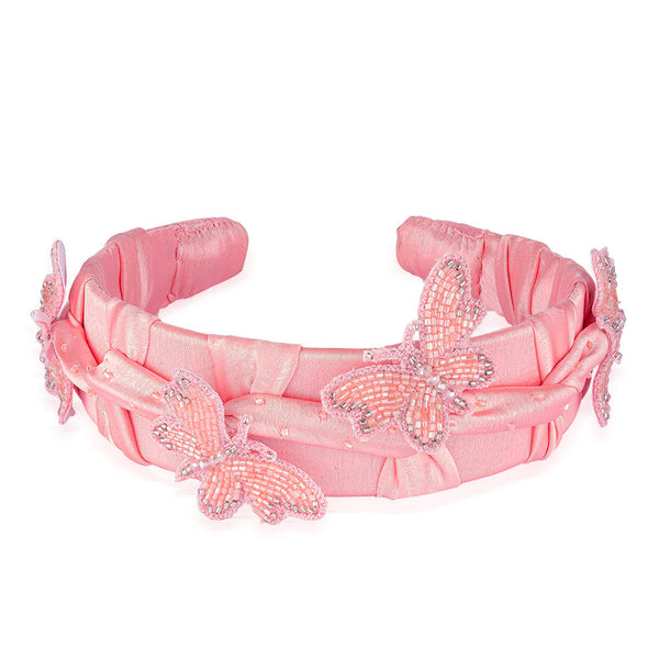 Butterfly Gift Box with 1 Embroidered Hair Band and 2 Hair Pins - Peach