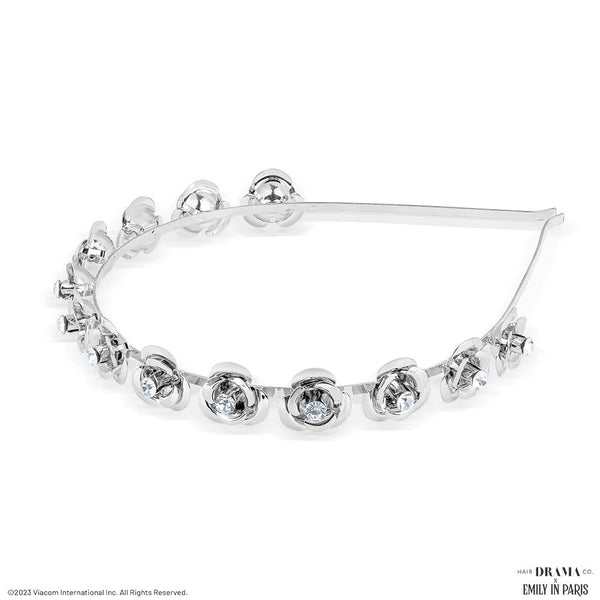 HDC X Emily In Paris Silver Roses Hair Band With Crystals