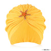 Yellow Ribbed Turban with Starfish Metal Broach