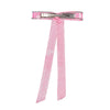 Satin Ribbon Crystal Hair Bow - Pink