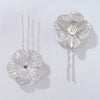 Set of 2 Iris Crystal U Pins - Silver