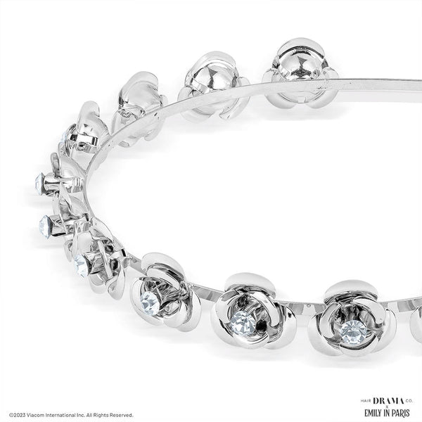 HDC X Emily In Paris Silver Roses Hair Band With Crystals