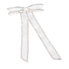 Satin Ribbon Crystal Hair Bow - Off-White
