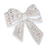 Embellished Crystal Hair Bow Barrette Clip - Silver