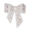 Embellished Crystal Hair Bow Barrette Clip - Silver