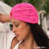 Hot Pink Cutwork Turban with Shell Metal Broach
