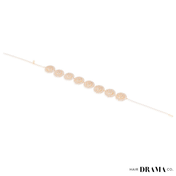 Gold-Plated Kundan, Polki and Pearls Studded Circular Head Chain