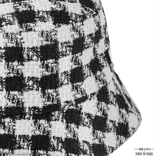 HDC X Emily In Paris Black & White Tweed Bucket Hat