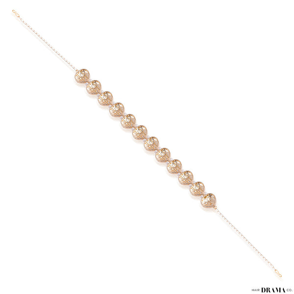 Lilac and Off White Gold Plated Hair Band with White Pearls