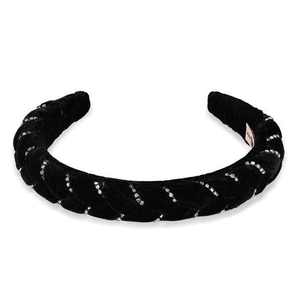 Selene Velvet Puff Hair Band - Black & Silver