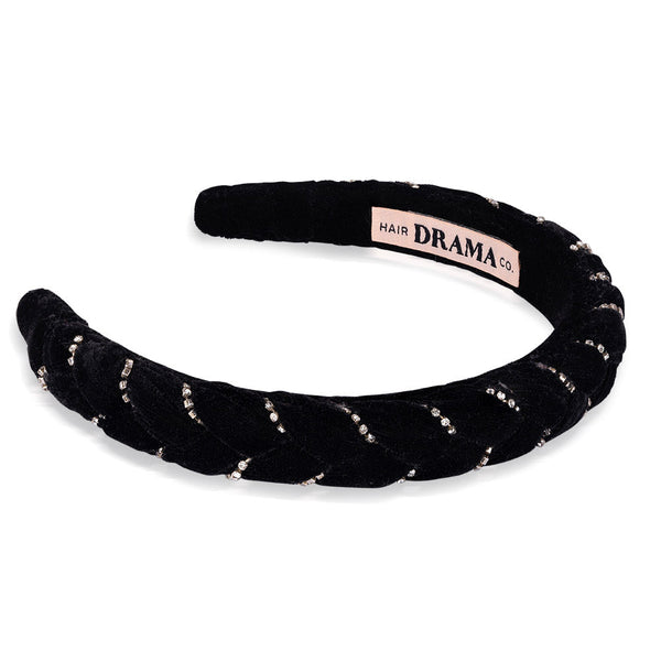 Selene Velvet Puff Hair Band - Black & Silver